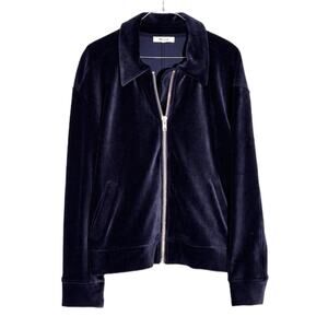 Madewell Texture & Thread Velour Corduroy Bomber Jacket Size XL Shacket Navy